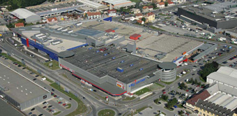 Luftbild des Einkaufszentrums