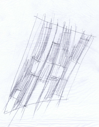 Ročna skica prostorne strukture poslopja